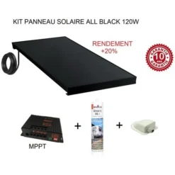 Antarion Kit Panneau Solaire 120w Pour Camping Car ALL BLACK +20%