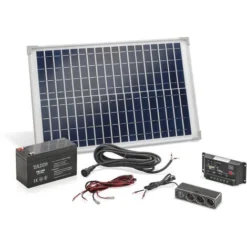 Panneau Solaire 20 Watts, Avec Batterie Et Prise Multiple Incluses Esotec