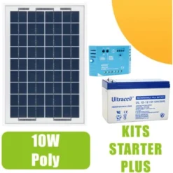 Kit Panneau Solaire 10W 12V Avec Régulateur 5A Et Batterie