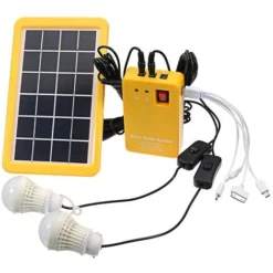 Générateur Système Solaire Panneau 3W USB Chargeur De Téléphone +2 Ampoules Sasicare