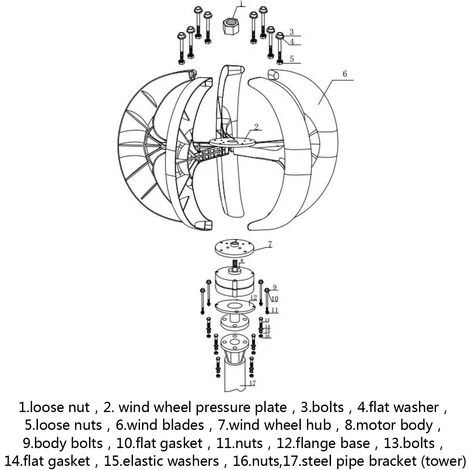 650W 24V Axe Vertical De Générateur D'éolienne De Lanterne De Rotor 5 Lames Jmax – Image 3