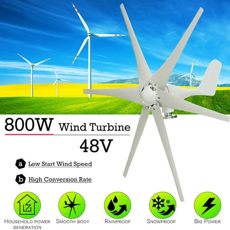 48V éolienne De Jardin 500-800W 6 Pales Blanc Générateur D'éolienne(Controleur NON INCLUS) Jmax – Image 2