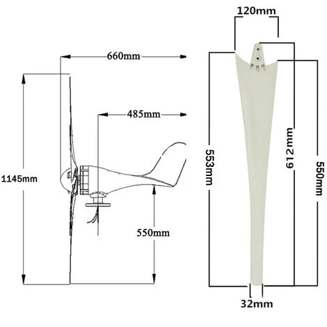 48V éolienne De Jardin 500-800W 6 Pales Blanc Générateur D'éolienne(Controleur NON INCLUS) Jmax – Image 5