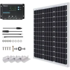 Renogy Kit De Panneaux Solaires Monocristallins 50W 12V, Avec Contrôleur De Charge PWM 10A 12/24V Avec Port USB, Pour Camping-car, Caravanes, Bateaux, Cabanes