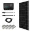 Renogy Kit Solaire 100W 12V Module Solaire Monocristallin Panneau Solaire, Avec Contrôleur Chargeur PWM 30A Et Câbles, Pour Camping-car, Bateau, Caravane Et Maison