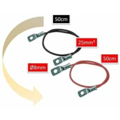 Pair De Cable Batterie Solaire 25mm2 Avec Cosses