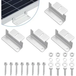 4 Pièces Support Montage Panneau Solaire En Z Fixation Panneau Solaire En Alliage D'Aluminium Z Support De Montage De Kits Avec Écrous Et Boulons Pour Toit De Camping Car, Bateau, Cabine Oi-FRIS
