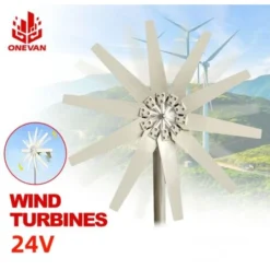 Turbine éolienne 10000W à 10 Pales, Contrôleur MPPT, Pour Usage Domestique, Usine, Faible Bruit, Haute Efficacité - 24V