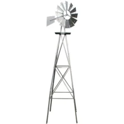Eolienne De Jardin Design US 245 Cm Argenté Moulin Roulement à Bille
