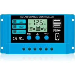 Contrôleur De Charge 30A 12V/24V Régulateur De Charge Panneau Solaire Intelligent Avec écran LCD Et Port 5V/3A USB Convient à Différents Types De Batteries Facile à Utiliser