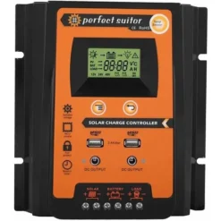 Contrôleur De Charge Solaire Panneau Solaire Régulateur De Batterie Double écran LCD USB 12V/24V 50A MPPT(50A)