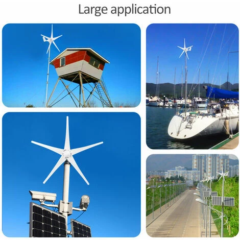 Generateur De Vent Avec Chargeur Controleur Minitype Eolienne Generateur Kit Clear Energy Moulin A Vent, 12V 1200W 5 Lames - 12V 1200W 5 Lames – Image 5