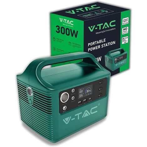 V-TAC Centrale électrique Portable 300W Générateur De Stockage De Batterie Courant Max 600W - Rechargeable Via 220V / Panneau Solaire Sku 11441
