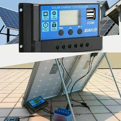 Contrôleur De Chargeur Solaire 60A/50A/40A/30A/20A/10A 12V 24V Contrôleur PWM Automatique Affichage LCD 5V Contrôleur De Sortie USB Double 1 Pièces (10A) – Image 5