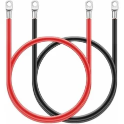 Betterlife Lot De 2 Câbles De Batterie Onduleur 12 V 5 AWG 16 Mm² Câbles De Batterie En Cuivre étamé Rouge Et Noir Pour Motos, Voitures, Camping-cars Et Bateaux (50 Cm (16 Mm²))