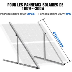 ECO-WORTHY 41" (104cm) Supports De Panneaux Solaires Avec Inclinaison D’angle Réglable Pour Bateaux, Véhicules Récréatifs, Toits, Planchers, Systèmes De Panneaux Solaires Hors Réseau (41 Pouces De Lon