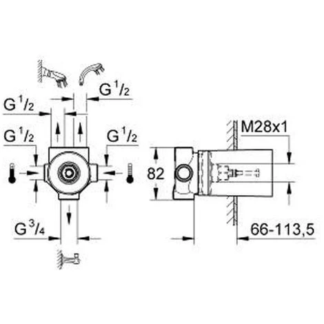 GROHE Universel Corps Encastré Ondus Inverseur Céramique 5 Voies – Image 2