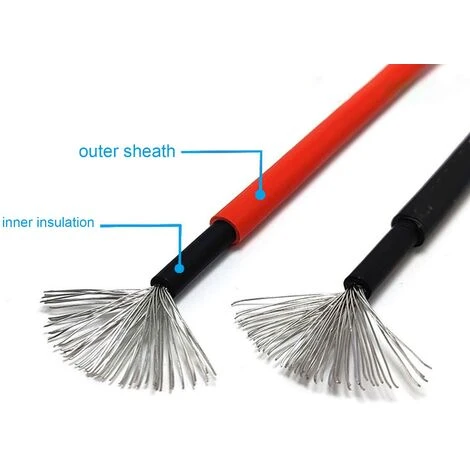 Câble D'extension Solaire XLPE 10m économie D'énergie Grande Capacité De Charge Fil De Panneau Solaire Isolé Cuivre étamé Pour L'industrie Le Noir – Image 3