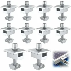 MINKUROW 10 Pièces Support De Panneau Solaire En Aluminium, Bornes Centrales En Forme De T, Fixation De Panneau Solaire PV, Support De Montage Central Sur Le Toit, Pour Panneaux Encadrés De 30 Mm (35m