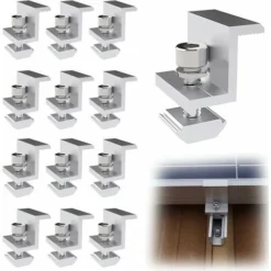 MINKUROW 12 Pièces Support En Aluminium Fixation Panneau Solaire, Support Montage Panneau Solaire En Z, Pour Panneau Solaire 40 Mm, Avec écrous Et Vis, Pour Toiture, Murs, Installations De Toit (40mm)