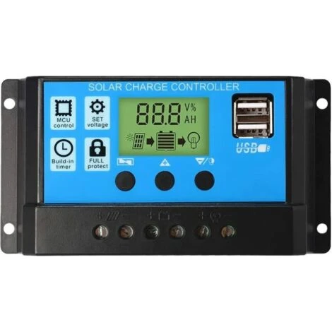 ELLE Régulateur De Charge De Panneau Solaire PWM, 12 V/24 V, 30 A, écran LCD, Double Port USB