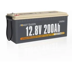 Batterie Lithium LiFePO4 12V 200Ah Power Queen, Batterie Rechargeable Avec BMS 100A, Pour Camping Car, Système Off-Grid, Bateau, Caravane, Solaire