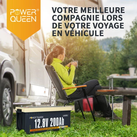 Batterie Lithium LiFePO4 12V 200Ah Power Queen, Batterie Rechargeable Avec BMS 100A, Pour Camping Car, Système Off-Grid, Bateau, Caravane, Solaire – Image 5