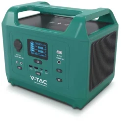 Centrale électrique Portable V-TAC 600W LiFePO4 Générateur De Courant De Stockage De Batterie Puissance Max 1000W Prises EU - Rechargeable Via 220V / Panneau Solaire Sku 11626